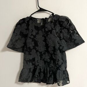 SEA New York Puff Sleeve Floral
Peplum blouse in black size 6